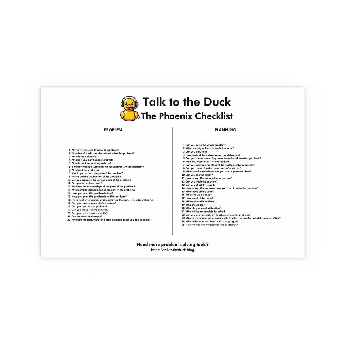 Phoenix Checklist.pdf The Phoenix Checklist Poster - Talk to the Duck – Security Blend Books